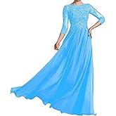 Scoop Neck Mother of The Groom Dresses for Wedding 3/4 Sleeves Laces Applique Long Grandmother of The Bride Dress