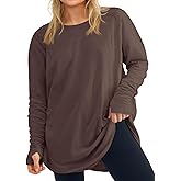 Women's Plus Size Long Sleeve Tunic Top Crew Neck Summer Oversized Fit Basic T Shirts Blouse