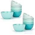 KX-WARE 28-ounce Melamine Bowls set, 6-inch 100% Melamine Cereal/Soup/Salad Bowls, set of 12 in Cool Assorted Colors