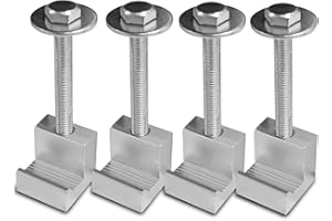 Hirificing 4PCS Truck Tool Box Mounting Kit, J Hook Truck Crossover Tool Boxes for Bed of Truck Aluminum Pickup Toolbox Rail Mounting Kit for Fix Tool Boxes Tie Downs Comes With Fastening Nuts(Silver)