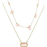 rgwtgkyh Gold Stone Layered Necklaces for Women Boho Dainty Healing Crystal Teal Necklace Western Bohemian Green Stone Jewelry Gift