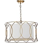 SAFAVIEH Lighting Collection Silas Modern Farmhouse Gold 22-inch Diameter 1-light Adjustable Hanging Pendant Light Fixture (L