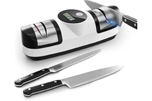 KISEELY Electric Knife Sharpener, 5 in 1 Knife Sharpening System with 3 Speed Setting, Rechargeable Professional Diamond Knife Sharpener with LED Display for Rough & Fine Sharpening (UC1)