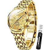 OLEVS Womens Watches Diamond Luxury Dress Gold Wrist Watch Stainless Steel Waterproof Luminous Date