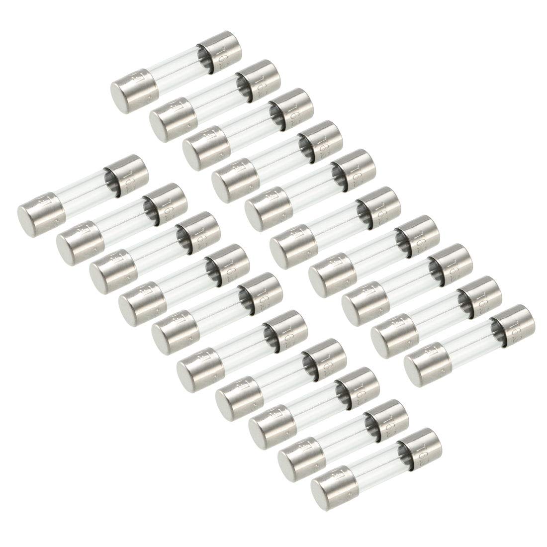 sourcing map Slow Blow Glass Cartridge Fuse Tube Time Delay Fuse 5mm x 20mm 250V 6.3A 20Pcs