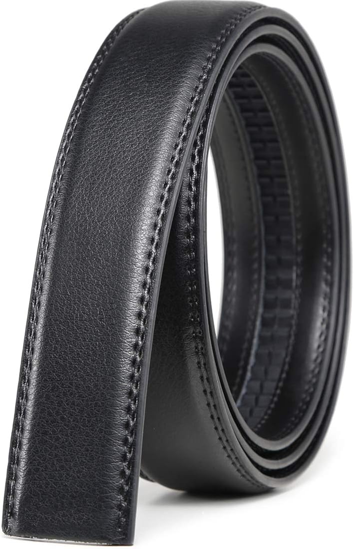Mens Leather Ratchet Belt Strap Only 1 3/8" Without Buckle, Replacement