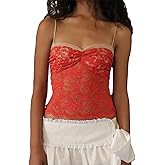 Women Lace Mesh Crop Tank Tops Sleeveless Patchwork Strappy Going Out Tops Camisole Y2k Slim Fit Cami Shirts
