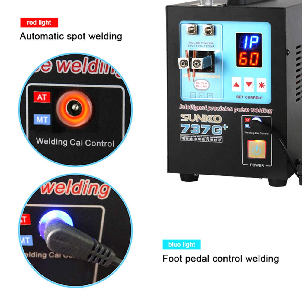 SUNKKO 737G+ 4.3KW High Power Spot Welding Machine For 18650 Batteries Nickel Strip Connection with Remote Welding Pen Making big batteries (220V US PLUG) ...