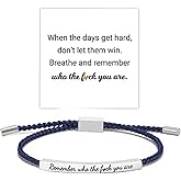 Let Them Tube Bracelet for Women, Self Worth Motivation Bracelet Adjustable Braided Rope Handmade Engraved Bracelet Stainless Steel To My Daughter Inspirational Jewelry Gifts for Women Best Friend