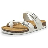 DREAM PAIRS Women's Thong Slide Sandals with Cork Footbed Open Toe Adjustable Slip On Slippers Comfort Flat Sandals for Summer