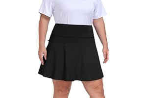 MoFiz Women Plus Size Tennis Skirt Skort Knee Length 20" Pleated Athletic Golf Skirt with Pockets