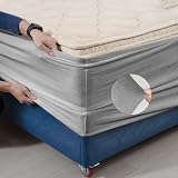 DUJUIKE Divan Bed Base Cover Velvet Elastic Fit Super King 200-210cm Light Grey view 3