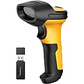 Inateck Barcode Scanner, Wireless Scanner, 2.4 GHz Adapter, 2600mAh Battery, 60M Range, Automatic Scanning, P6