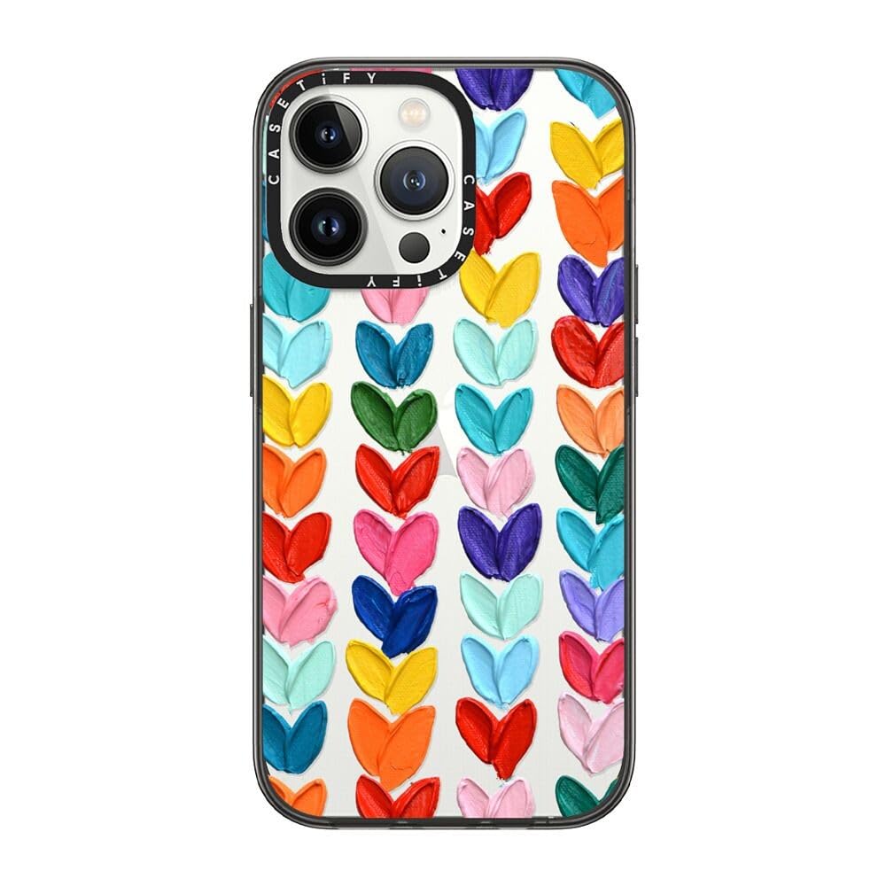 CASETiFY Compact iPhone 13 Pro Case [2X Military Grade Drop Tested / 4ft Drop Protection] - Clear Polka Daub Hearts - Clear Black — image 1