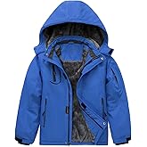 Arssm Boy's Waterproof Ski Jacket Kids Fleece Lined Warm Winter Snow Coat Thick Hooded Snowboard Jackets