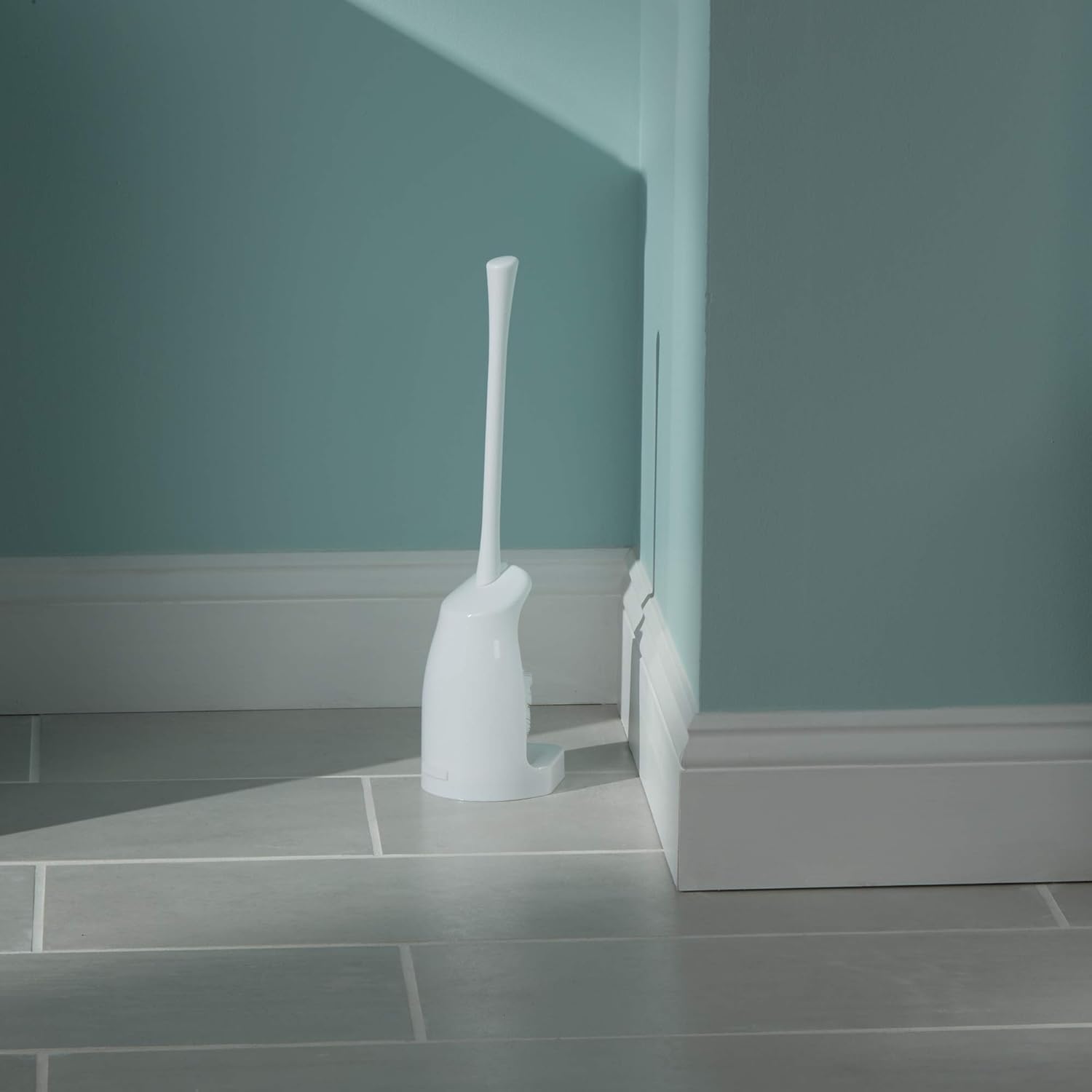 Casabella Toilet Bowl Brush with Holder Set, White: Home & Kitchen