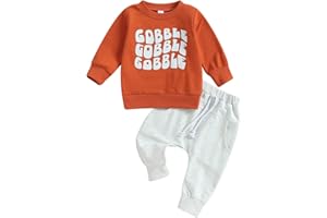 YINGISFITM Baby Boy Fall Clothes Toddler Halloween Outfit Boy Halloween Pumpkin Sweatshirt Shirt Pants Winter Outfit