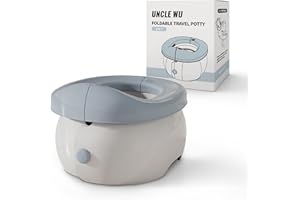 UNCLE WU 2 in 1 Portable Travel Potty Training Seat, Car Potty To Go,Baby Toilet Folding Kids Potty Chair (Includes Carry 100 bags) Gray White