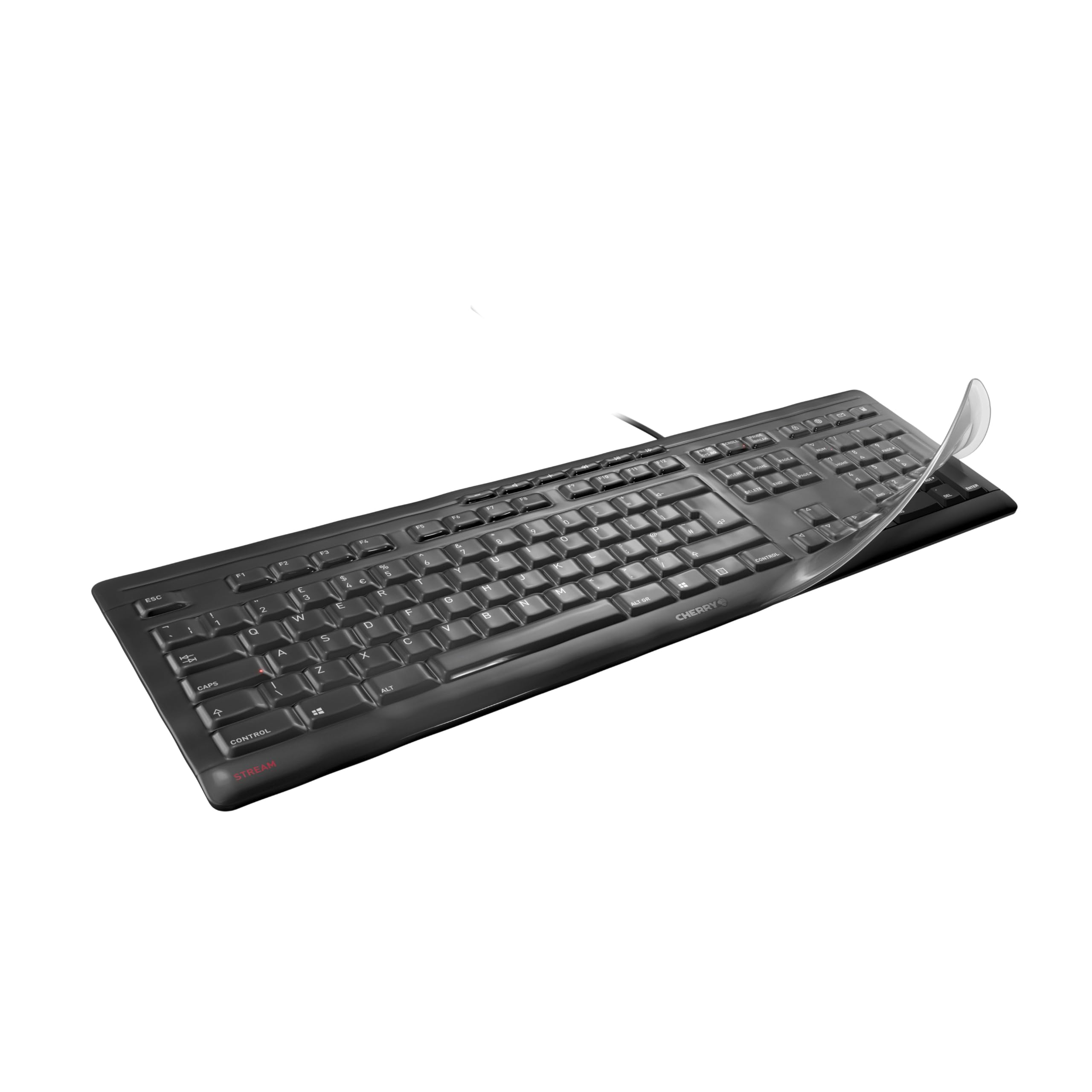 CHERRY WetEx, Flexible Keyboard Protection Film for CHERRY STREAM Full-size Keyboards, ANSI-Layout, Protection against Soiling from Liquids, Dust, Debris