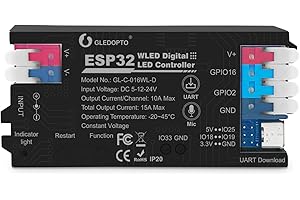 SOGLEDWOW ESP32 WLED LED Strip Light Controller 15A Fuse Link Built in Mic UART Type-C Energy Saving Relay App Control Wago Wiring for RGB IC Addressable Digital WS2811 WS2812 SK6812 TM1814 WS2813 WS2815 etc