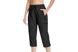 BONOTIE Capri Pants for Women Lightweight Quick Dry Cargo Hiking Pants Capris Joggers Summer with Zipper Pockets