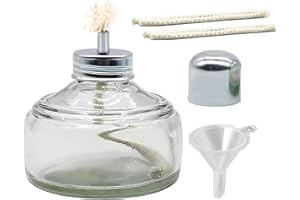 MANHOJIA Dental Alcohol Lamp,Empty Glass Bunsen Burners Lamp Bottle Lab or School Chemistry Equipment Heating Come with 5 Replacement Wicks and 1funnel