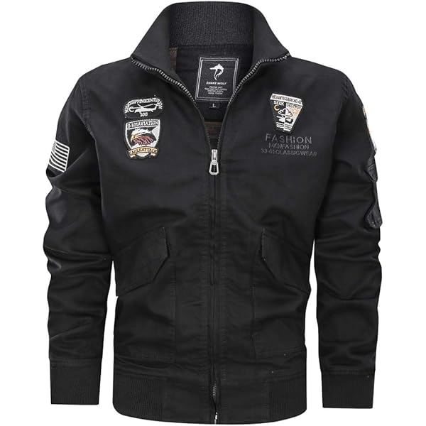 Men's Lightweight Flight Bomber Jacket with Patches | Casual