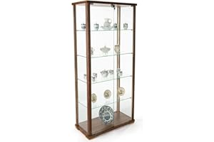 Displays2go Wood and Glass Curio Cabinet with Locking Doors – Walnut (DCKDWDWN30)