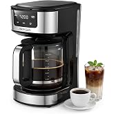 AIRMSEN Drip Coffee Maker 12-Cup Programmable | 4/6/8/10/12-Cup Selection, 1100W Fast Brew, 24H Timer, 2-Hour Keep Warm,73oz Tank &amp; Glass Carafe for Home Office