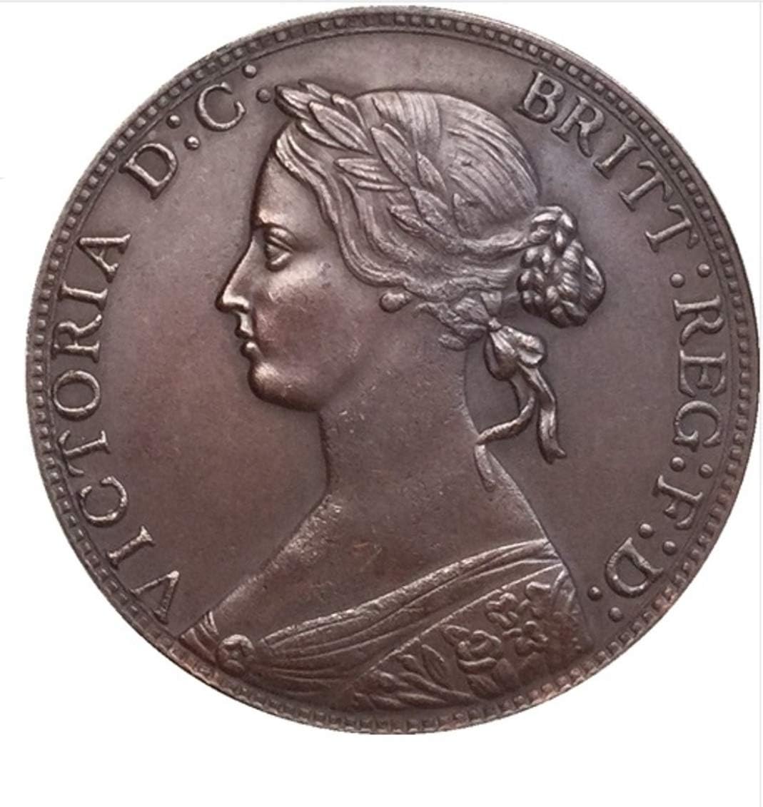 RARE Antique European Great Britain England UK United Kingdom 1862 1 Penny Victoria D.C. Queen 31mm Britain Silver Color Coin