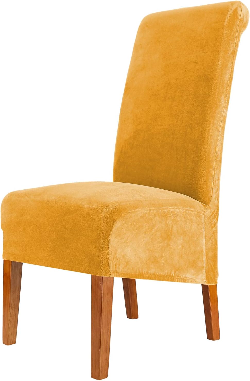 CMAKER Velvet Dining Chair Covers Large Stretch Slipcovers Set of 4 Gold