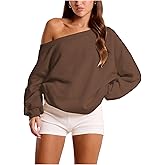 RoseSeek Women's Off The Shoulder Sweatshirt Long Sleeve Drop Shoulder Oversized Pullover Tops Fall Outfits