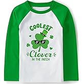 Joctoh St Patrick's Day Shirt Kids Lucky Clover T-Shirt Dinosaur Raglan Long Sleeve Monster Truck Shamrock Top Boys Age 2-12