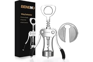 Beneno Wine Opener with Stainless Steel Wine Foil Cutter - Bottle Top Seal Cutter, Zinc Alloy Premium Wing Corkscrew with Mul