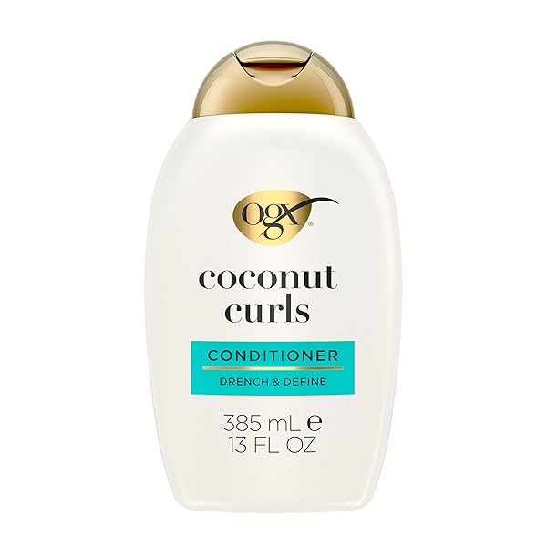 OGX QUENCHING + COCONUT CURLS CURL-DEFINING CONDITIONER, NOURISHING CURLY HAIR CONDITIONER WITH COCONUT /CITRUS OIL & HONEY, PARABEN-FREE WITH SULFATE-FREE SURFACTANTS, 13OZ