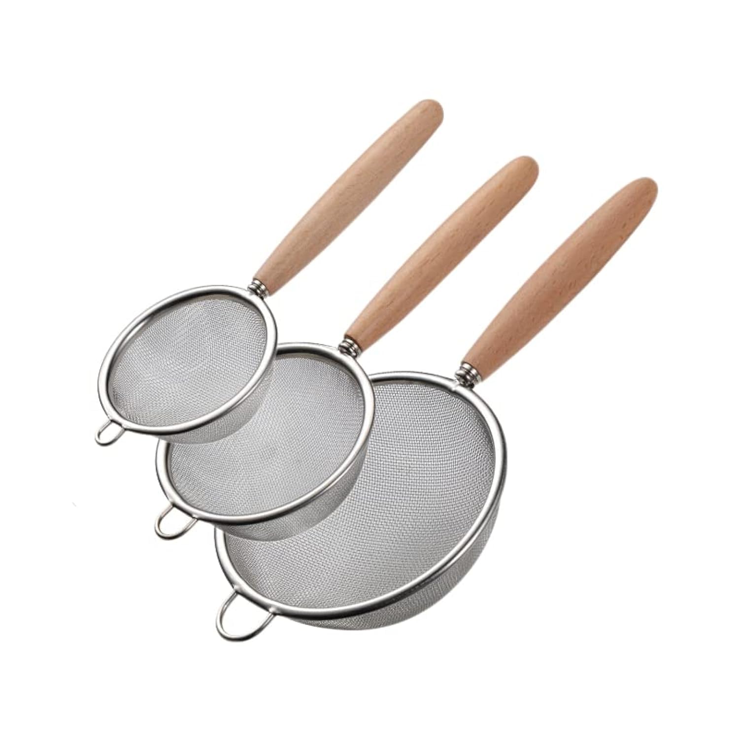 Verve Jelly 30 Mesh Kitchen Colander, Fine Mesh Strainer Set, Stainless Steel Sieves and Strainers, Kitchen Colander Sieve with Handle, Ideal for Juice Egg Tea Coffee Flour Filter, 3 Pack