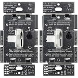 Lutron, White Toggler C.L Dimmer Switch for Dimmable LED, Halogen and Incandescent Bulbs, Single-Pole or 3-Way (2-Pack), TGCL-153PH-2-WH, 2 pack