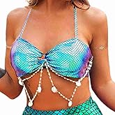 JEWEKY Mermaid Bikini Top Costume Shell Bra for Women