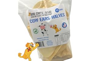 Dog Chits Cow Ears for Dogs and Puppies | 10 Pack | All Natural Flat Ears | Made in USA | No Preservatives | 100% Grass Fed Beef | Single Ingredient | Nothing Added | Easier to Chew