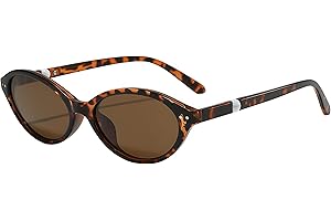 Polarized Retro Oval Sunglasses for Women Chic Cat Eye 90s Sunnies Lightweight Narrow Shades Trendy UV protection Sun Glasses