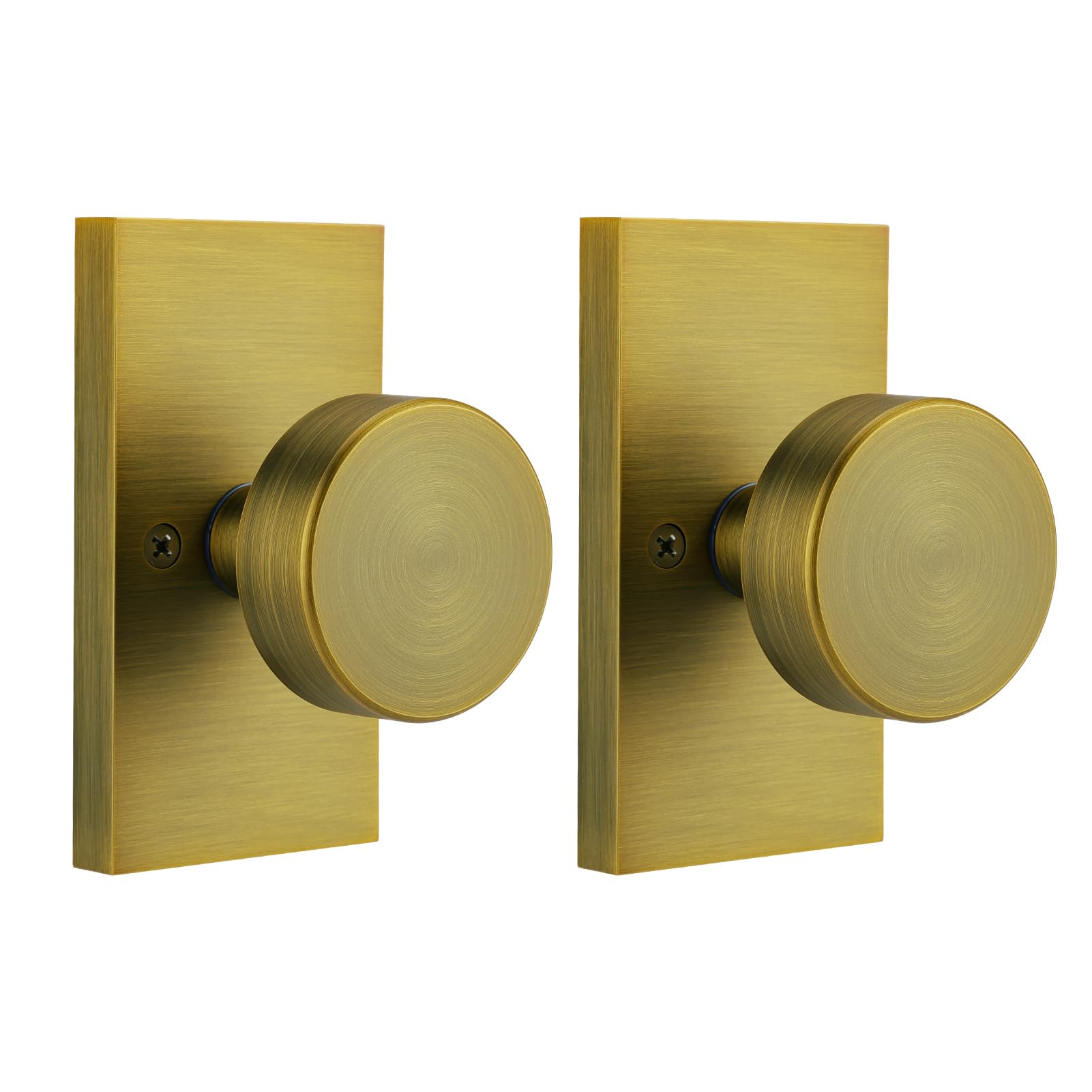 Photo 1 of HIEMEY Antique Brass Dummy Door Knobs Interior, Modern Vintage Brass Dummy Door Handles for Bifold and Closet Rectangle, 2 Pack