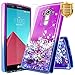 LG G4 Case w/[Tempered Glass Screen Protector], NageBee Glitter Liquid Quicksand Waterfall Floating Flowing Sparkle Shiny Bling Diamond Girls Cute Case -Purple/Blue