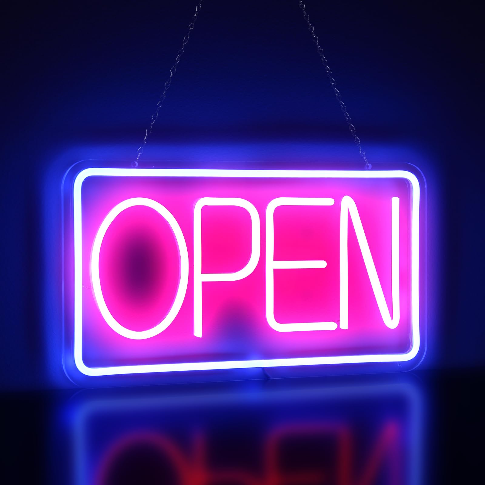 Rdutuok Led Neon Open Signs for Business,42 x 22cm Light Up Open Signs Advertisement Board Electric Display Sign Powered by USB Adjustable Bright Open/Closed Hour Sign for Stores Window Bars Cafes