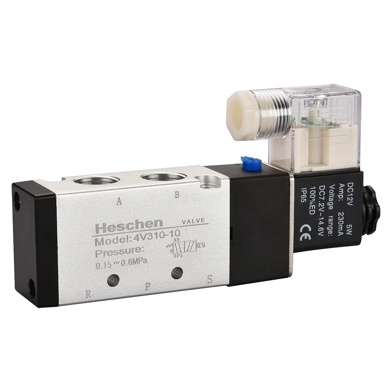 Heschen Electrical Pneumatic Solenoid Valve 4V310-10 12VDC 3W PT3/8 5 Way 2 Position CE