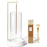 CEREMONY Incense Holder, Ceramic Incense Holder for Sticks with Glass Ash Catcher, Incense Burner for Meditation Yoga Spa Room Decor(Beige)