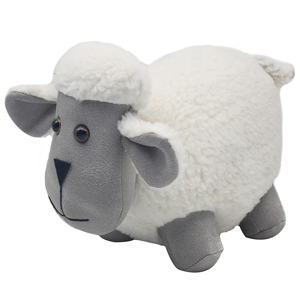 The Leonardo Collection Doorstop - Faux Grey Leather and White Wool Sheep, LP72507