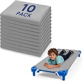 Comfyanno Cot Sheets for Daycare - Fits 23" x 52" Cot, 10 Pack Bulk, Daycare Bedding Essentials, Soft &amp; Comfortable Fitted Cot Cover, for Preschool Kids Nap Time, Brushed Microfiber - Grey