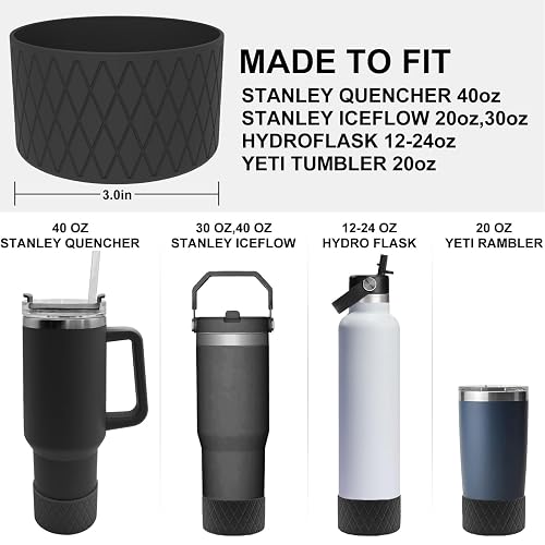 Silicone Boot For Stanley Cup 30oz & 40oz - Anti-Slip Bottom Protector With Woven Pattern, Fits Quencher & IceFlow Tumblers