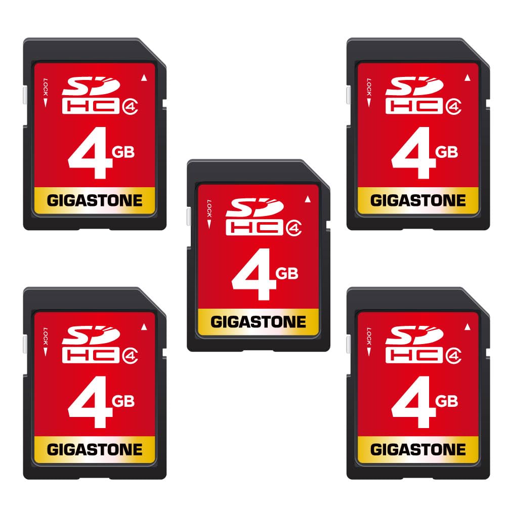 GIGASTONE SD Card 4GB 5-Pack, High-Speed 4GB SD Card Full HD Video Memory Card, Compatible with Canon Nikon Sony Pentax Kodak Olympus Panasonic Digital Camera, UHS-I SDHC