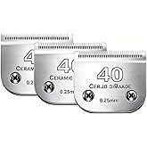 3PCS 40 Blades Dog Grooming Blades Compatible with Andis/Wahl Dog Clipper | Cut Length 1/100"(0.25mm),Dog Clipper Blade compatible with Oster A5 ,Ceramic Blade &amp; Stainless Steel Blade